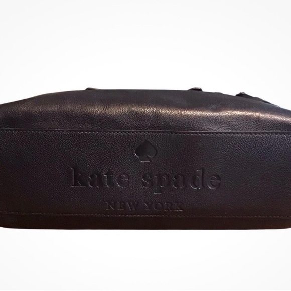 Kate Spade New York Quinn Villabella Black Leather Bow Tote Bag Purse Pebbled - Picture 5 of 11